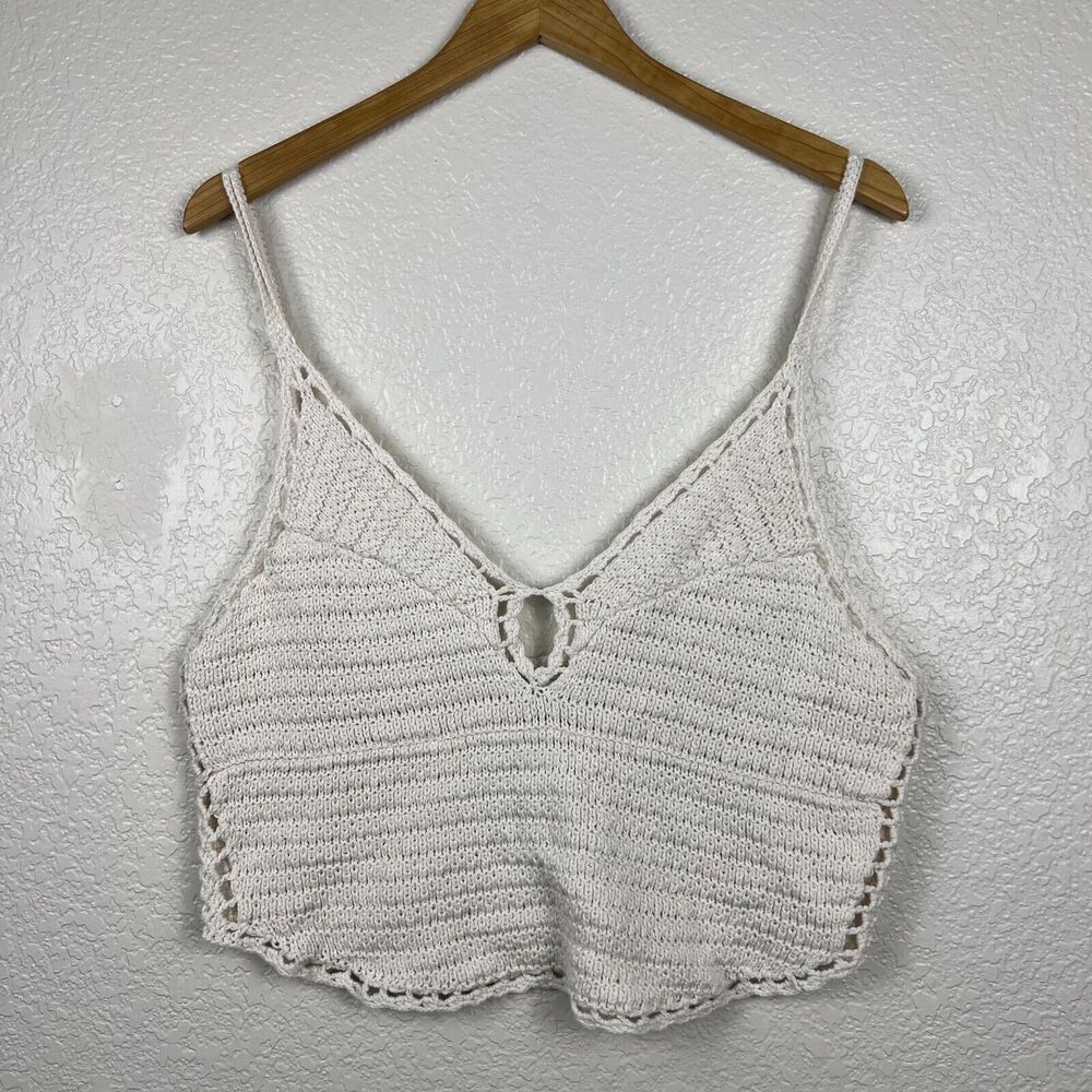 American Eagle Womens Ivory Crochet Knit Tank Top Xl